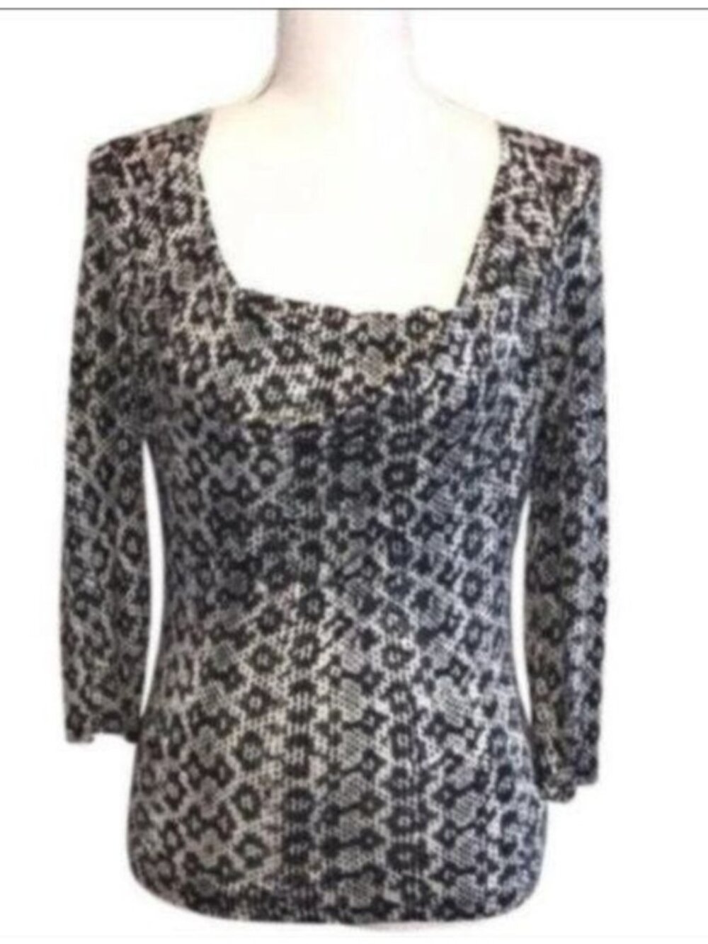 Michael Kors Leopard Print Top Black, White & Gray Size Small